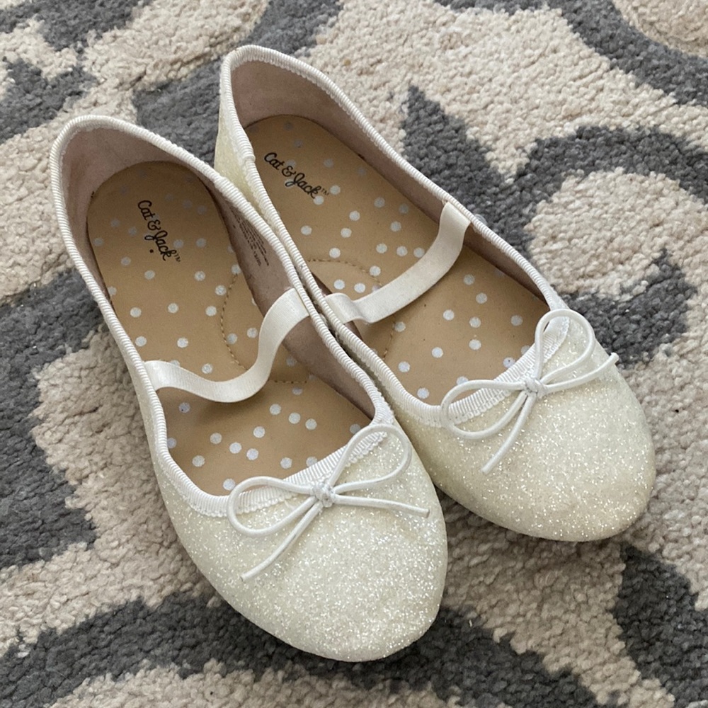 Sparkly white flats